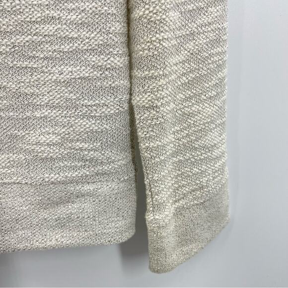 Ann Taylor Loft Metallic Sparkle Side Zip Crew Sweatshirt Top Cream Gray S new - Picture 8 of 13